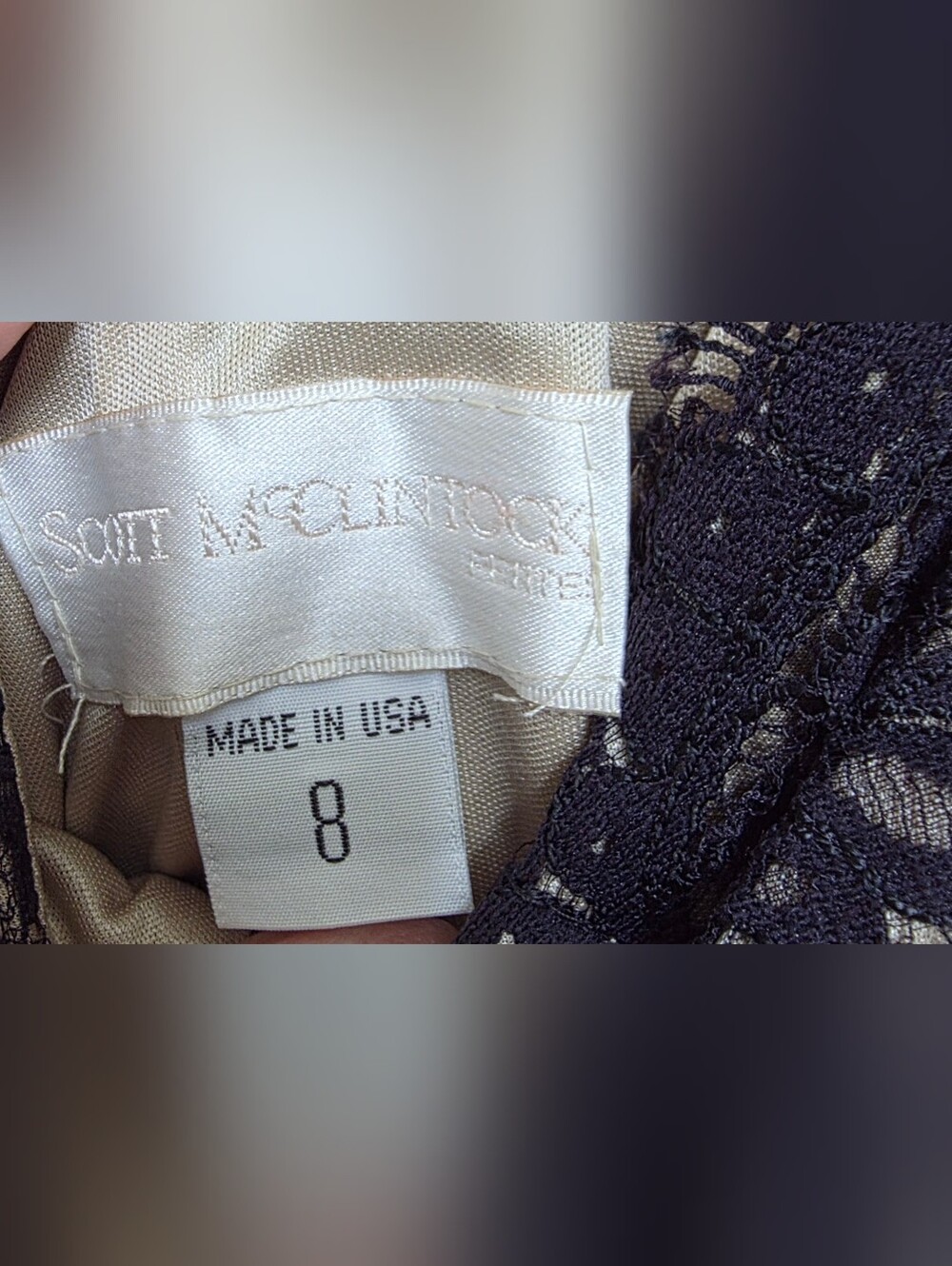 📣Vintage 90s Scott McClintock Black Cocktail Formal Dress👗 Gold Lace Bodice 8P - Picture 13 of 13